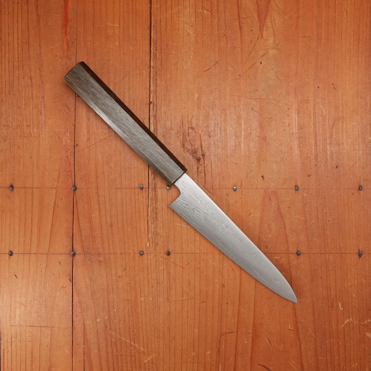 Sakai Kikumori Nakagawa V10 150mm Petty VG10 Damascus Oak Handle with Saya