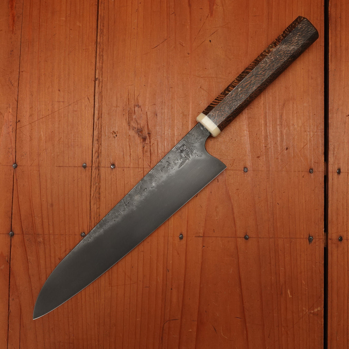 Rolin Knives 210mm Chef 52100 Nashiji Dyed Oak Bone Micarta