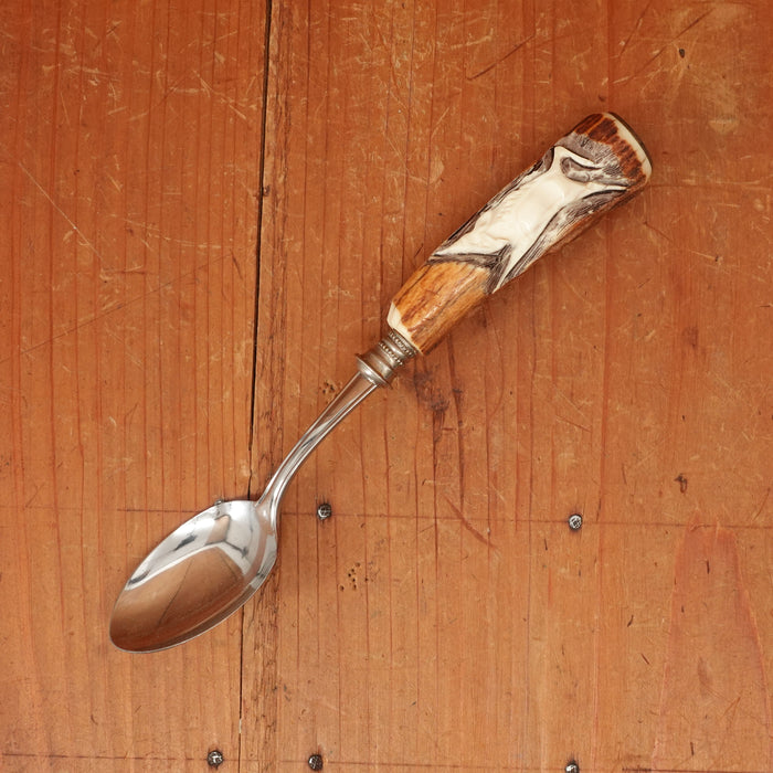 Assorted Carved Stag Tea Spoon Stainless Stag Nickel Solingen 1960s