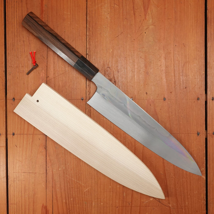Togashi 240mm Gyuto Shirogami 1 Sanbonsugi Mizu Honyaki Zirocote Handle with Saya #124