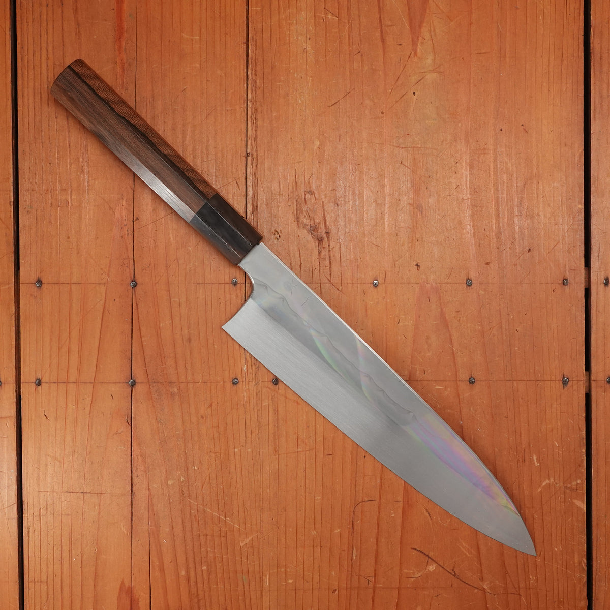 Togashi 240mm Gyuto Shirogami 1 Sanbonsugi Mizu Honyaki Zirocote Handle with Saya #124