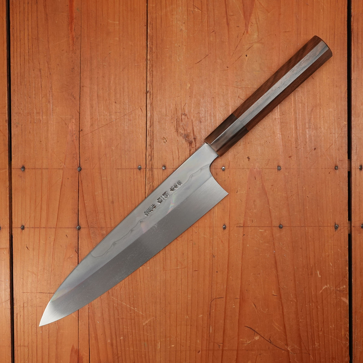 Togashi 240mm Gyuto Shirogami 1 Sanbonsugi Mizu Honyaki Zirocote Handle with Saya #124