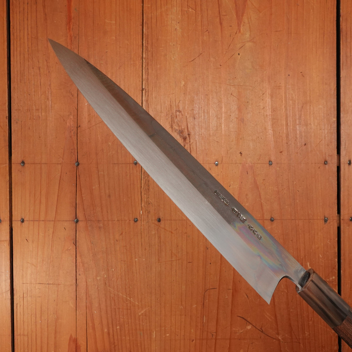 Togashi 240mm Gyuto Shirogami 1 Sanbonsugi Mizu Honyaki Zirocote Handle with Saya #124