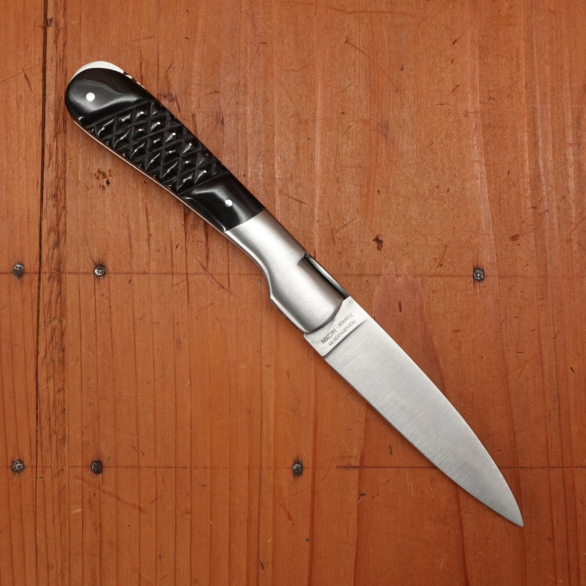 Fontenille Pataud Pialincu Needles 10.5cm Pocket Knife Stainless Lockback Carved Pinned Buffalo Horn