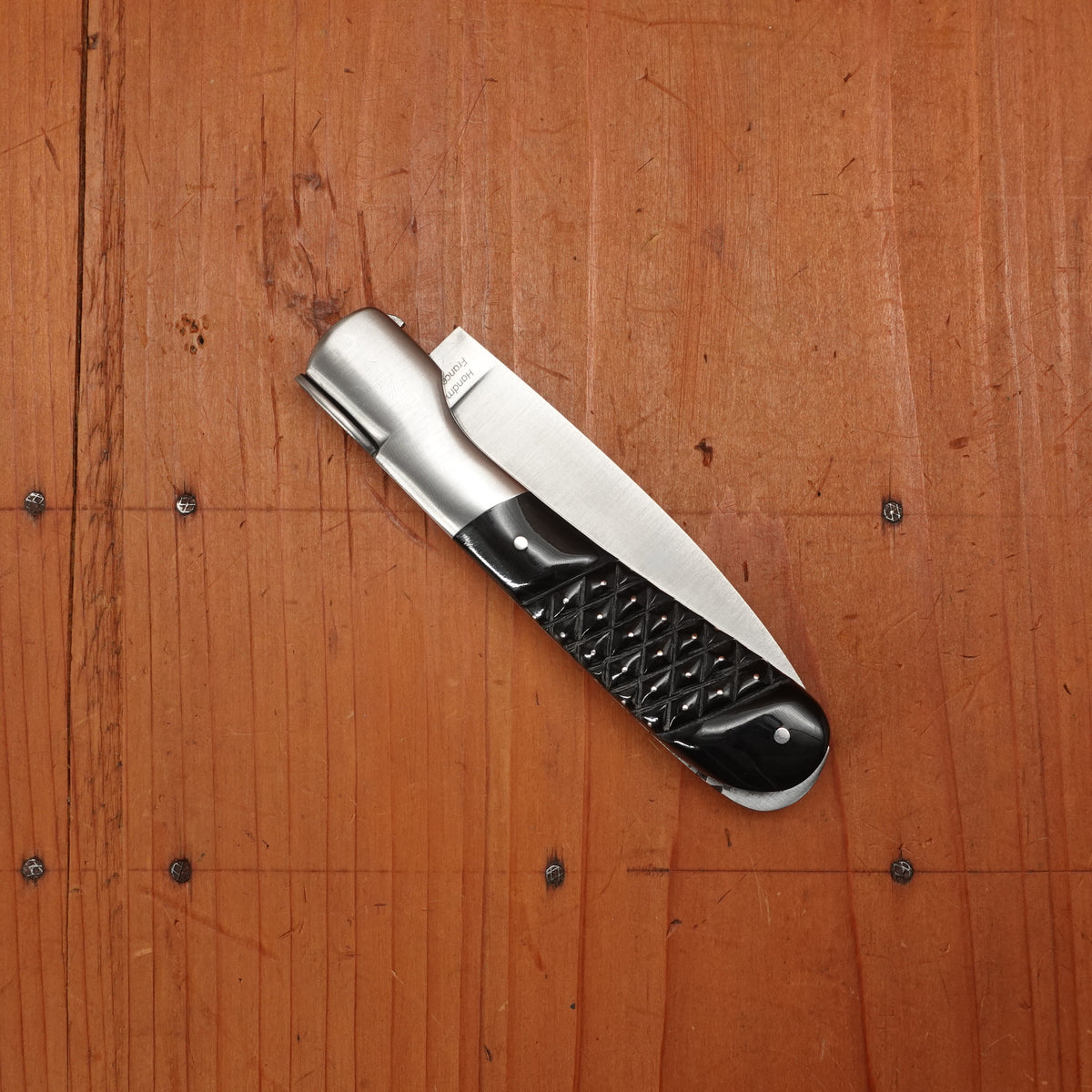 Fontenille Pataud Pialincu Needles 10.5cm Pocket Knife Stainless Lockback Carved Pinned Buffalo Horn