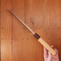 Sakai Kikumori Nakagawa 185mm Nakiri Stainless Clad Shirogami 1 Keyaki with Saya
