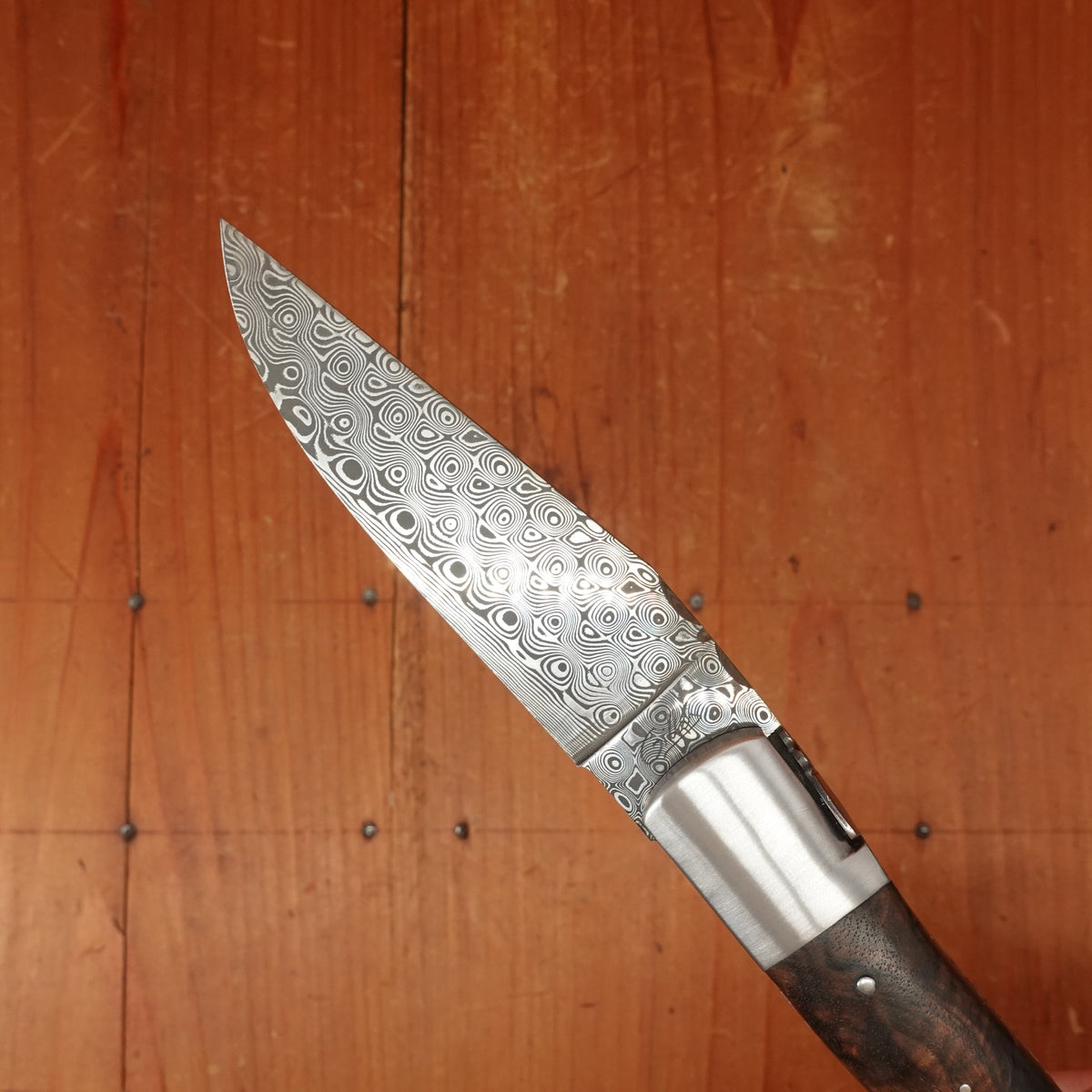 Fontenille Pataud Laguiole Sport 13cm Pocket Knife Stainless Damascus Lockback Walnut with Delicate Golden File Work