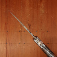 Fontenille Pataud Laguiole Sport 13cm Pocket Knife Stainless Damascus Lockback Walnut with Delicate Golden File Work