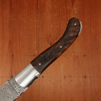 Fontenille Pataud Laguiole Sport 13cm Pocket Knife Stainless Damascus Lockback Walnut with Delicate Golden File Work