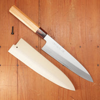 Sakai Kikumori Nakagawa 210mm Gyuto Stainless Clad Shirogami 1 Keyaki with Saya