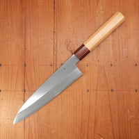 Sakai Kikumori Nakagawa 210mm Gyuto Stainless Clad Shirogami 1 Keyaki with Saya