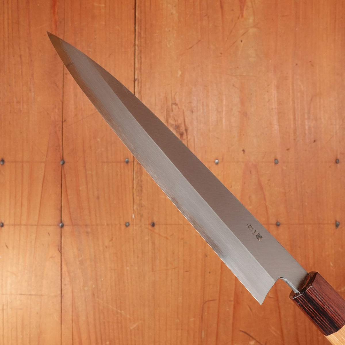 Sakai Kikumori Nakagawa 210mm Gyuto Stainless Clad Shirogami 1 Keyaki with Saya