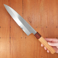 Sakai Kikumori Nakagawa 210mm Gyuto Stainless Clad Shirogami 1 Keyaki with Saya