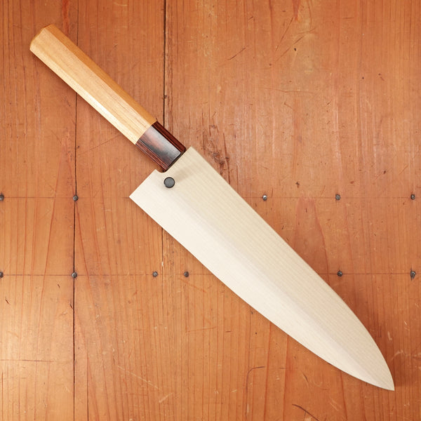 Sakai Kikumori Nakagawa 210mm Gyuto Stainless Clad Shirogami 1 Keyaki with Saya
