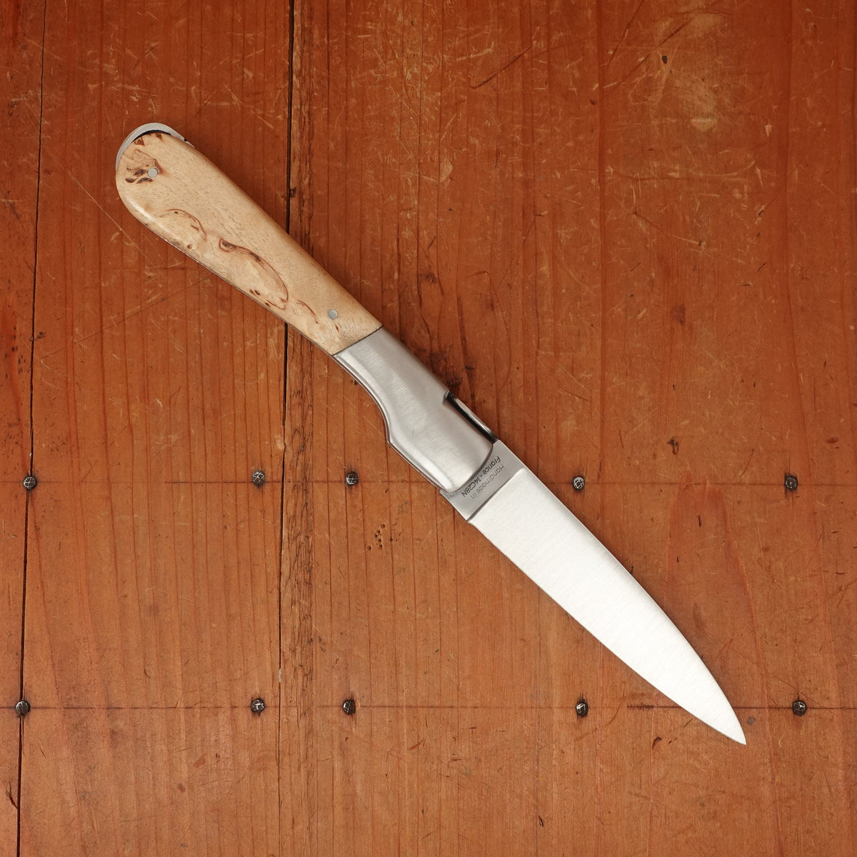 Fontenille Pataud Sperone 12cm Pocket Knife Curly Birch Lockback