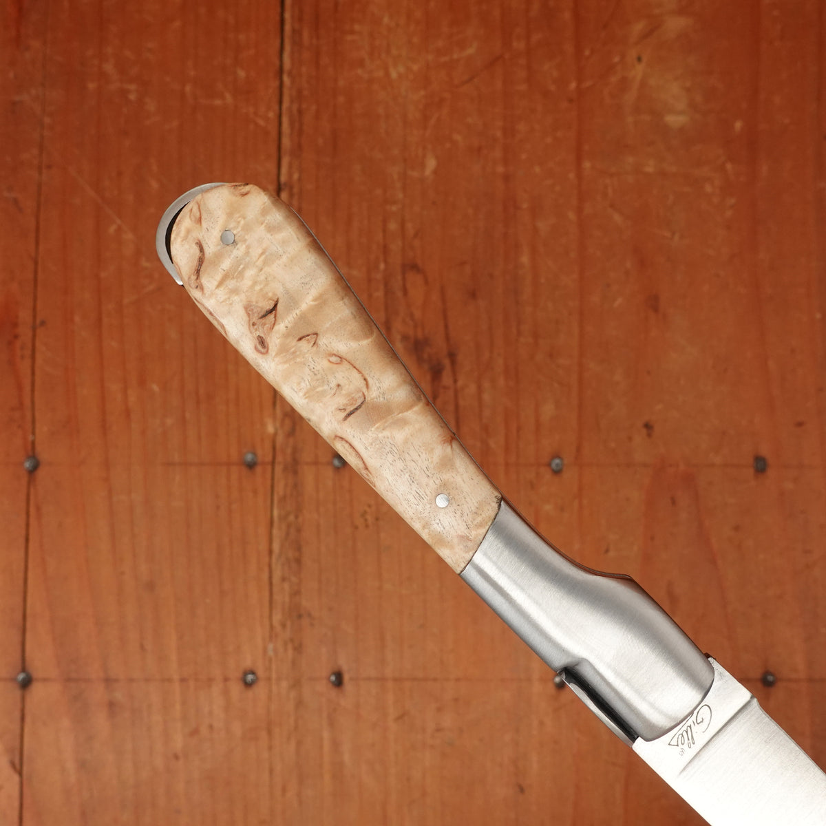 Fontenille Pataud Sperone 12cm Pocket Knife Curly Birch Lockback