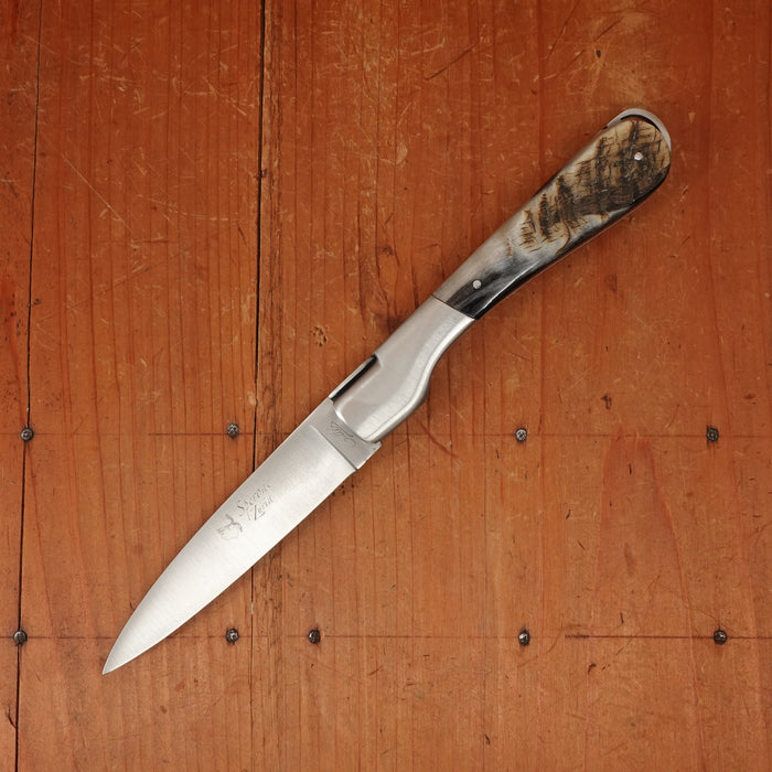 Fontenille Pataud Sperone 12cm Stainless Lockback Ram Horn Handle