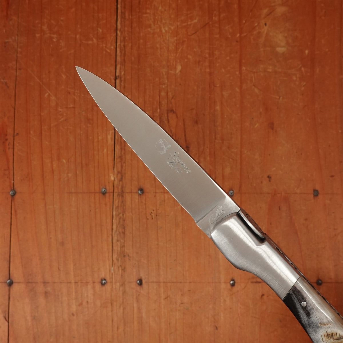 Fontenille Pataud Sperone 12cm Stainless Lockback Ram Horn Handle