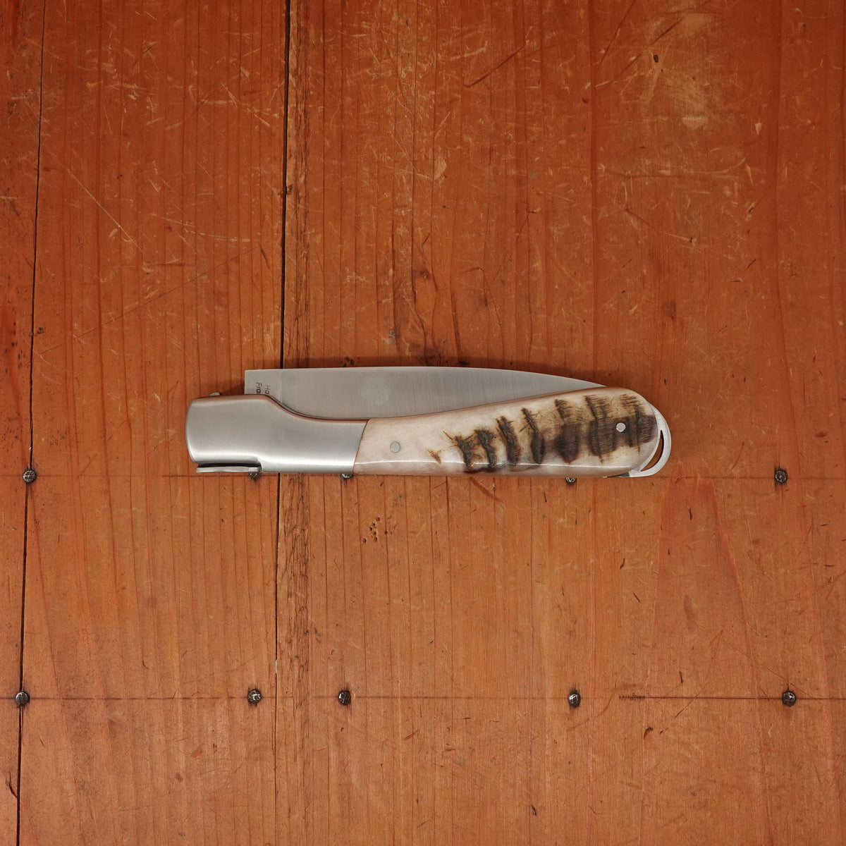 Fontenille Pataud Sperone 12cm Stainless Lockback Ram Horn Handle