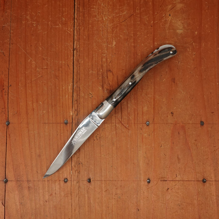 Fontenille Pataud Laguiole Le Pocket 10cm Pocket Knife Dark Ram Horn Lockback