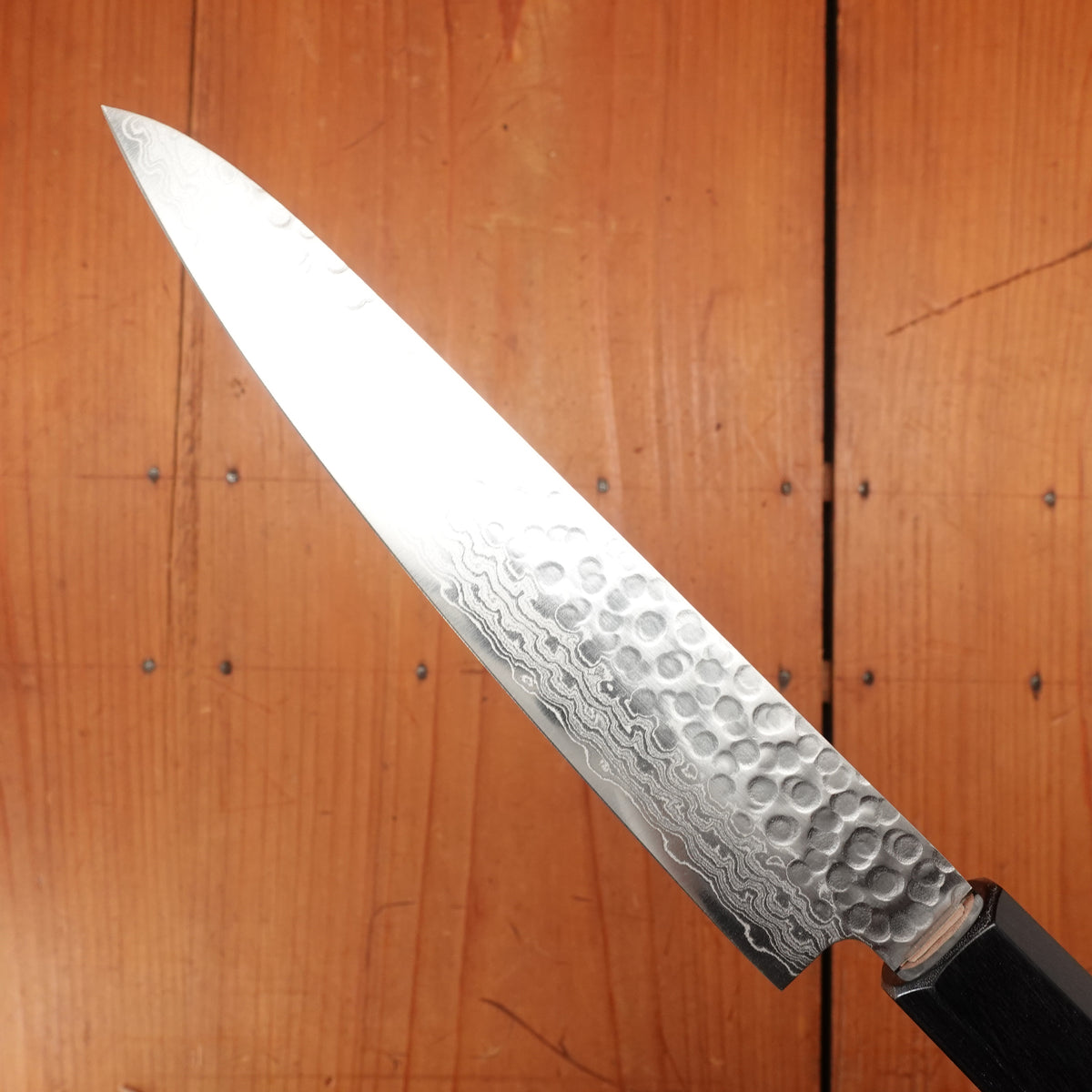 Hitohira HG 150mm Petty Stainless Tsuchime Damascus Walnut Handle