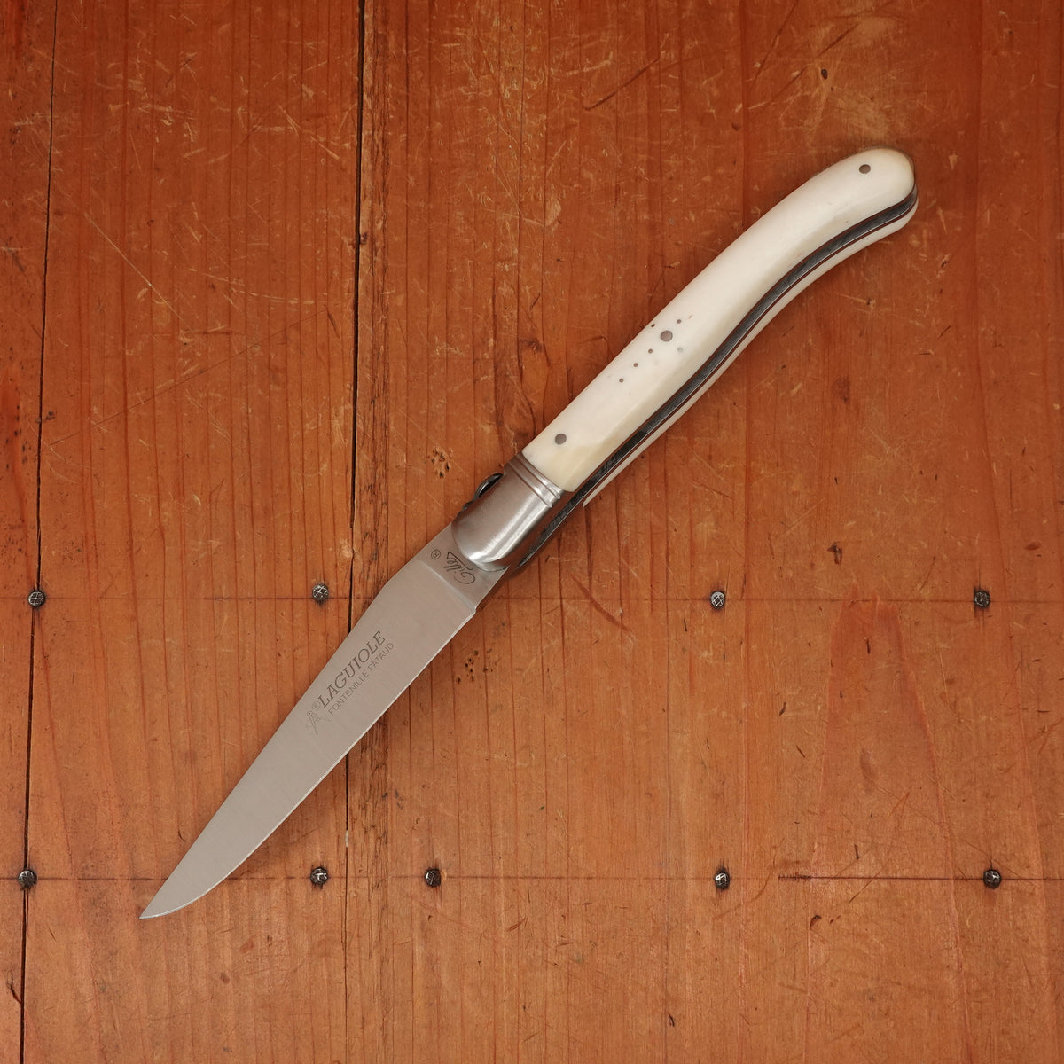 Fontenille Pataud Laguiole Nature 12cm Pocket Knife Cow Bone Lockback