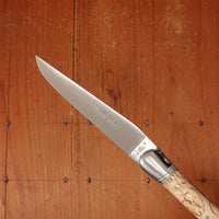 Fontenille Pataud Laguiole Nature 12cm Pocket Knife Stainless Lockback Curly Birch