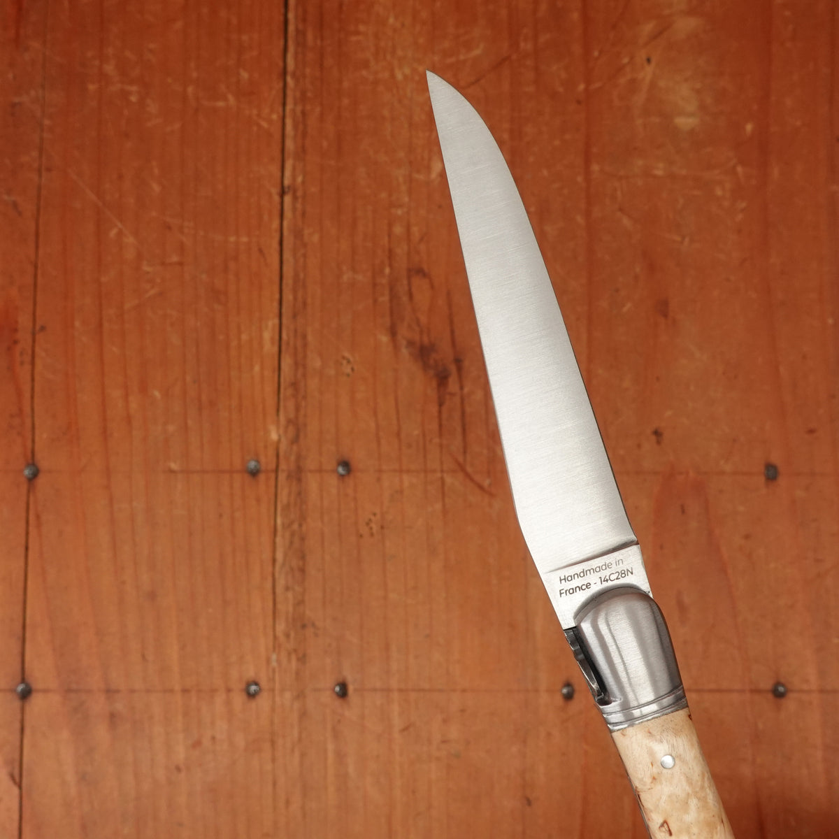 Fontenille Pataud Laguiole Nature 12cm Pocket Knife Stainless Lockback Curly Birch