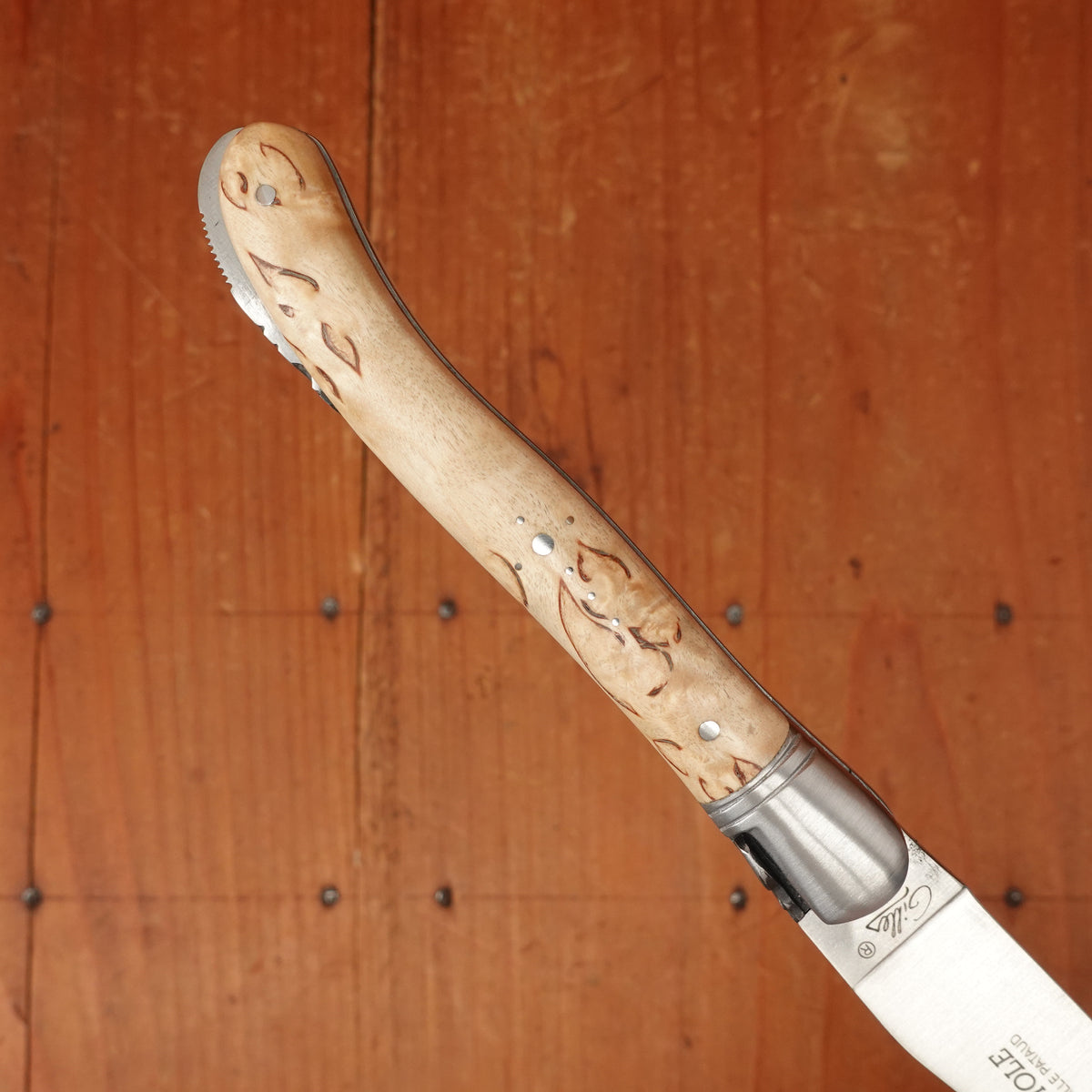 Fontenille Pataud Laguiole Nature 12cm Pocket Knife Stainless Lockback Curly Birch