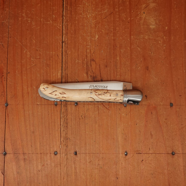 Fontenille Pataud Laguiole Nature 12cm Pocket Knife Stainless Lockback Curly Birch