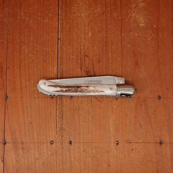 Fontenille Pataud Laguiole Nature 12cm Pocket Knife Stag Antler Lockback