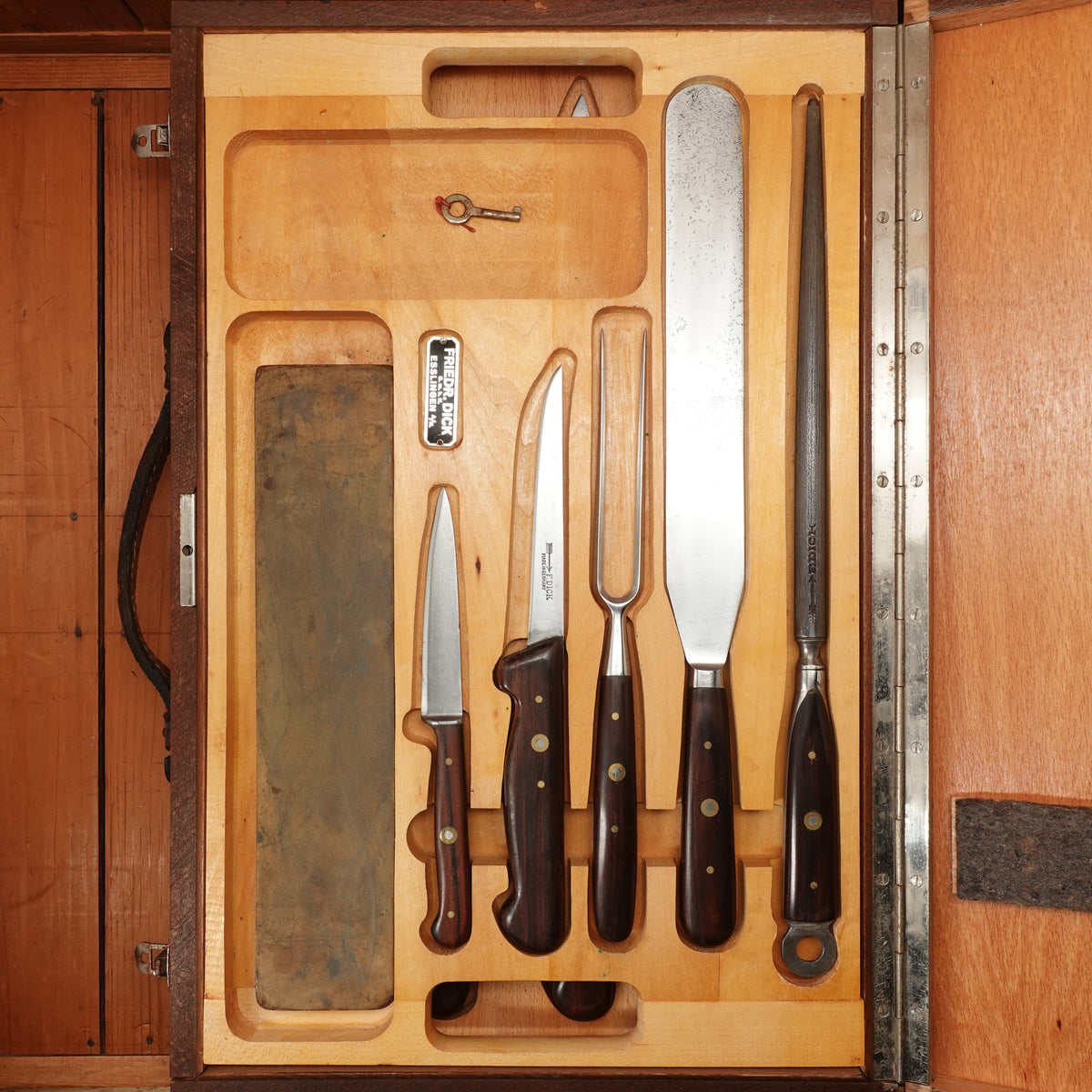 F Dick Chef Kit with Locking Briefcase Esslingen, Germany 1950s - 9 Pieces