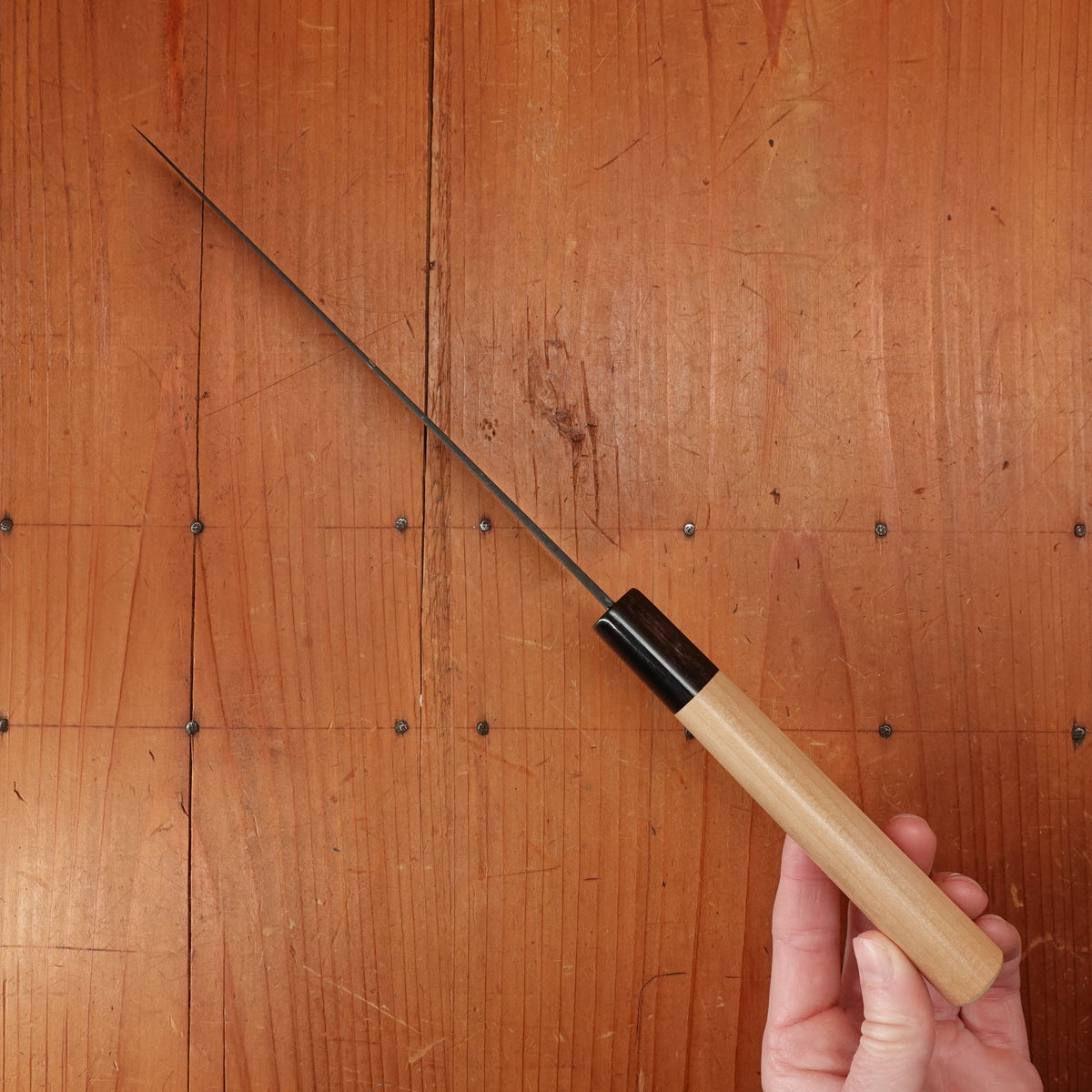 New Old Stock Yoshikane 180mm Wa-Petty SLD Suminagashi Damascus with New Ho & Horn Handle