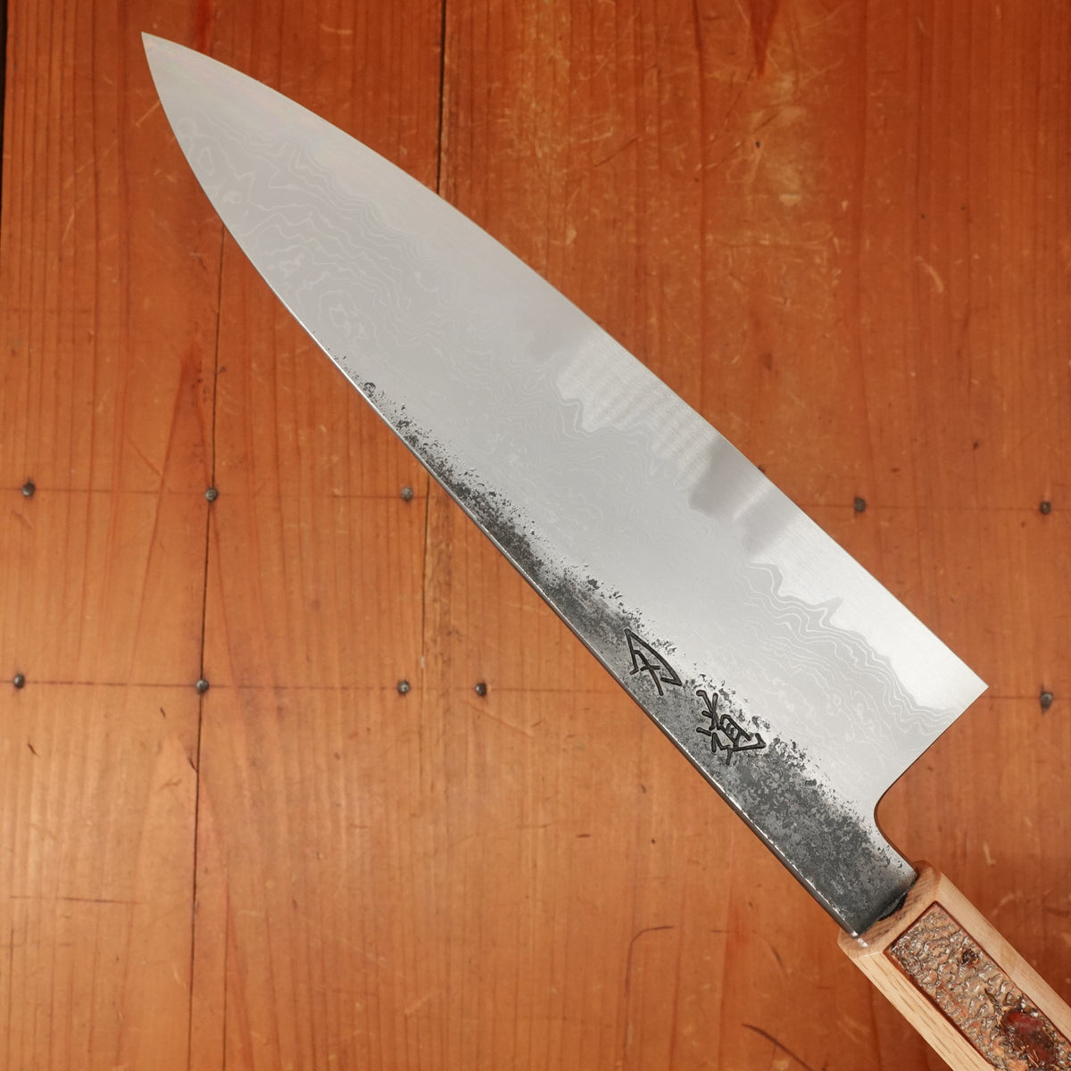 Hado Sumi B1D 210mm Tall Gyuto Aogami 1 Carbon Damascus Clad Urushi Sakura