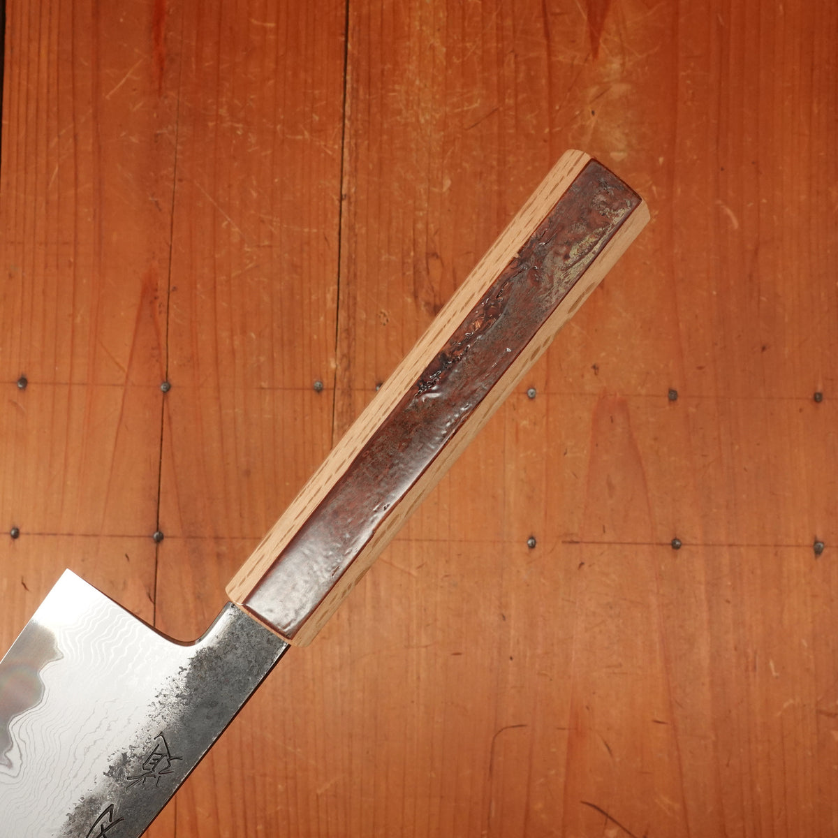 Hado Sumi B1D 180mm Bunka Aogami 1 Carbon Damascus Clad Urushi Sakura