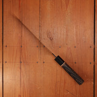 New Old Stock Yoshikane 210mm Wa-Kiritsuke Gyuto SLD Suminagashi Damascus with New Burnt Chestnut Handle