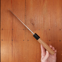 New Old Stock Yoshikane 165mm Nakiri VG10 Suminagashi Damascus with New Enju & Horn Handle