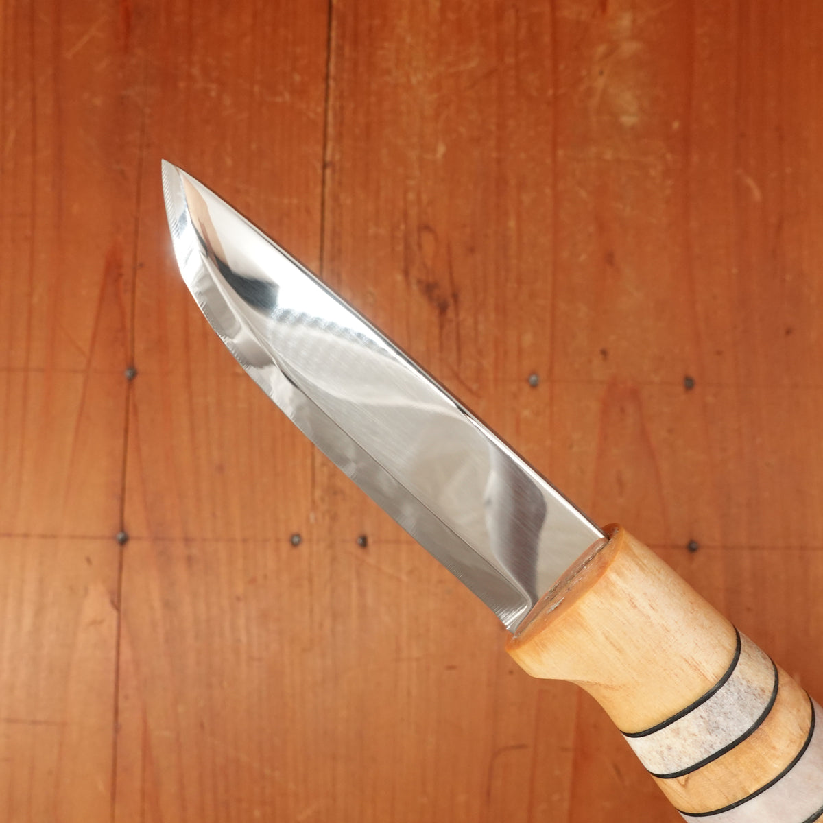 Helle 87mm Arv Stainless Stacked Birch Stag Leather