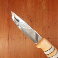 Helle 87mm Arv Stainless Stacked Birch Stag Leather