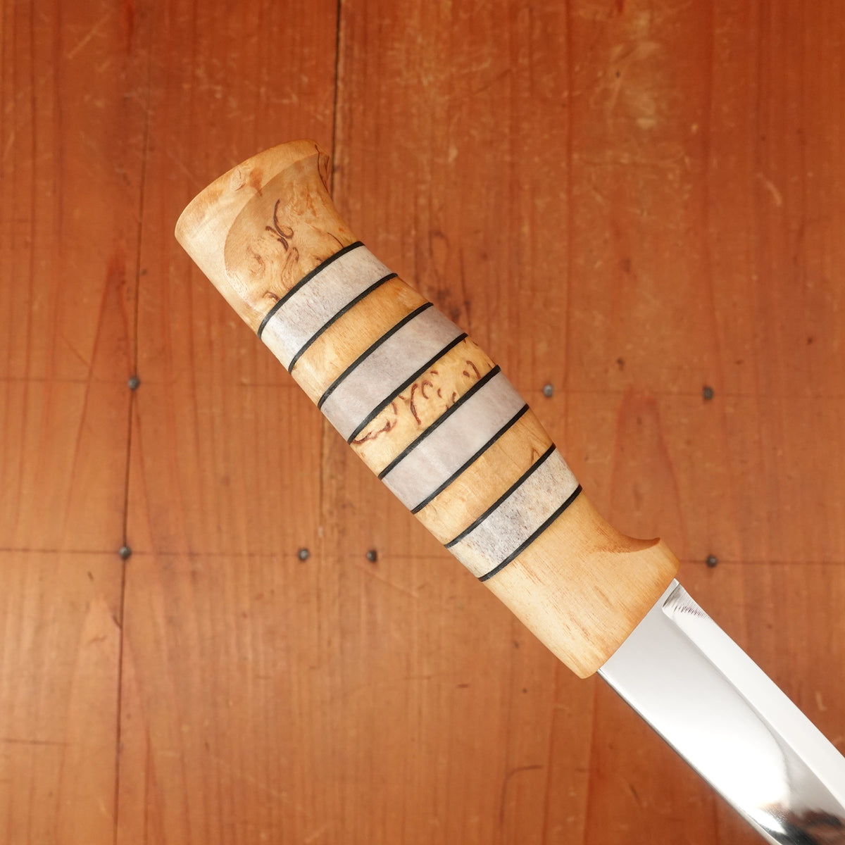 Helle 87mm Arv Stainless Stacked Birch Stag Leather