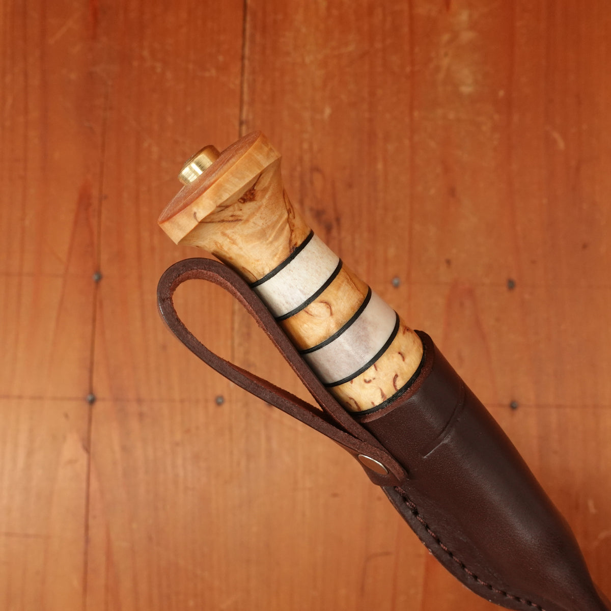 Helle 87mm Arv Stainless Stacked Birch Stag Leather