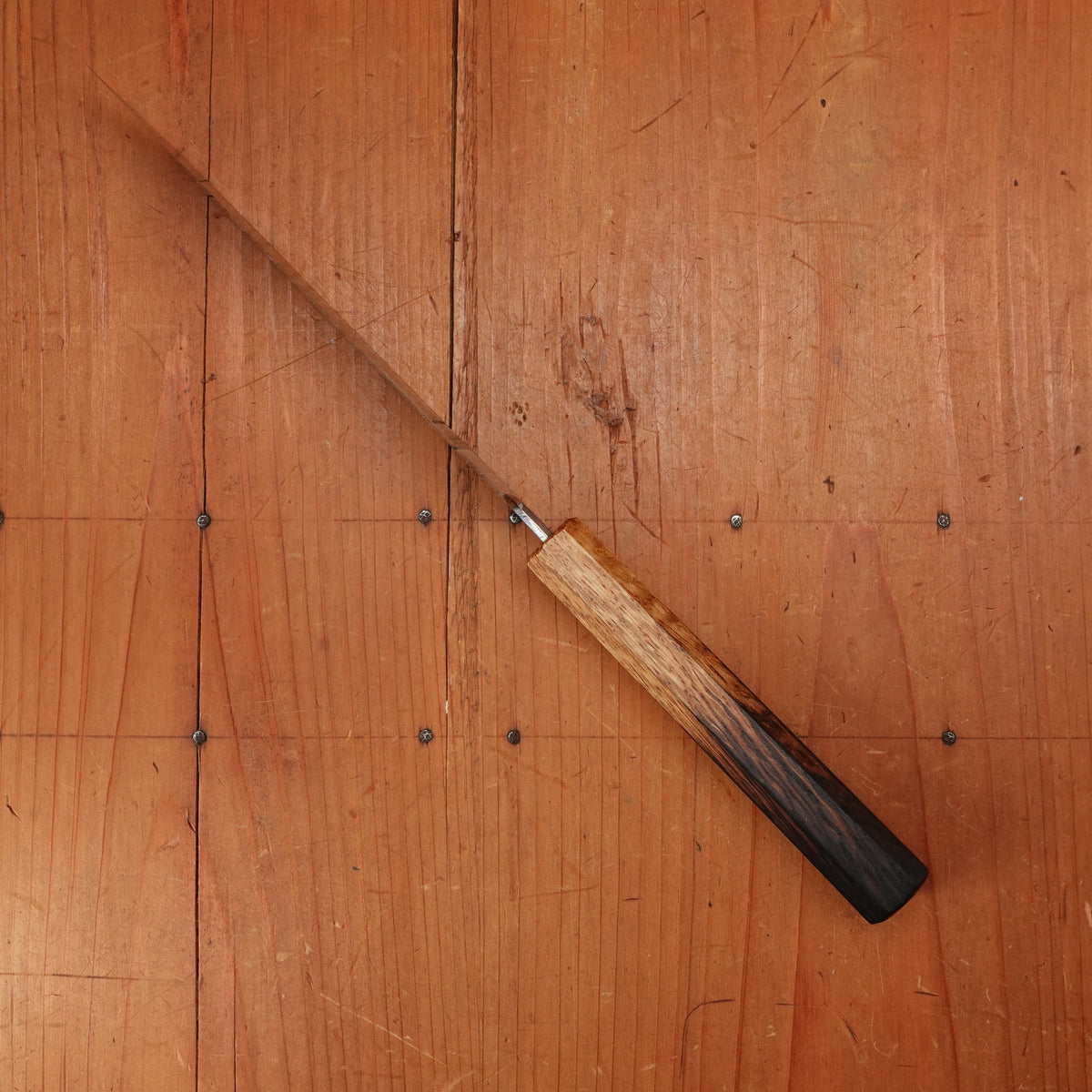 Hado Sumi 165mm Santoku Shirogami 2 Kurouchi Finish Burnt Oak Handle