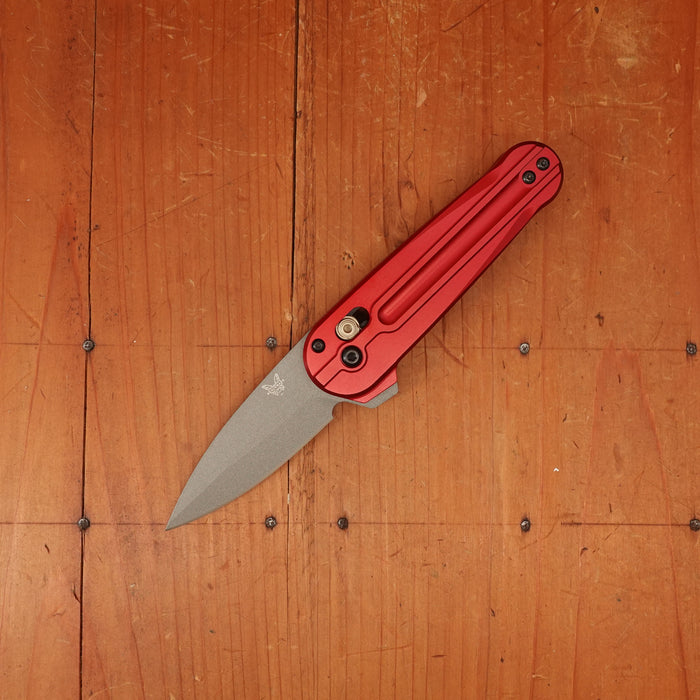 Benchmade 491GY-01 Lowden Spear Point Stainless Steel AXIS® Lock Phoenix Red Aluminum Handle