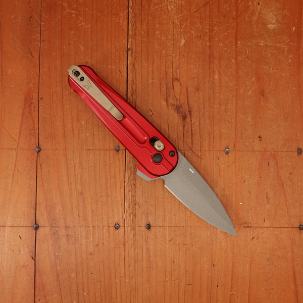 Benchmade 491GY-01 Lowden Spear Point Stainless Steel AXIS® Lock Phoenix Red Aluminum Handle