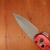 Benchmade 491GY-01 Lowden Spear Point Stainless Steel AXIS® Lock Phoenix Red Aluminum Handle