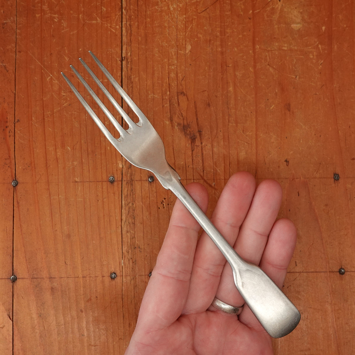 Old English Fiddle Dessert Fork Stainless Yorkshire Rose Tumbled Finish