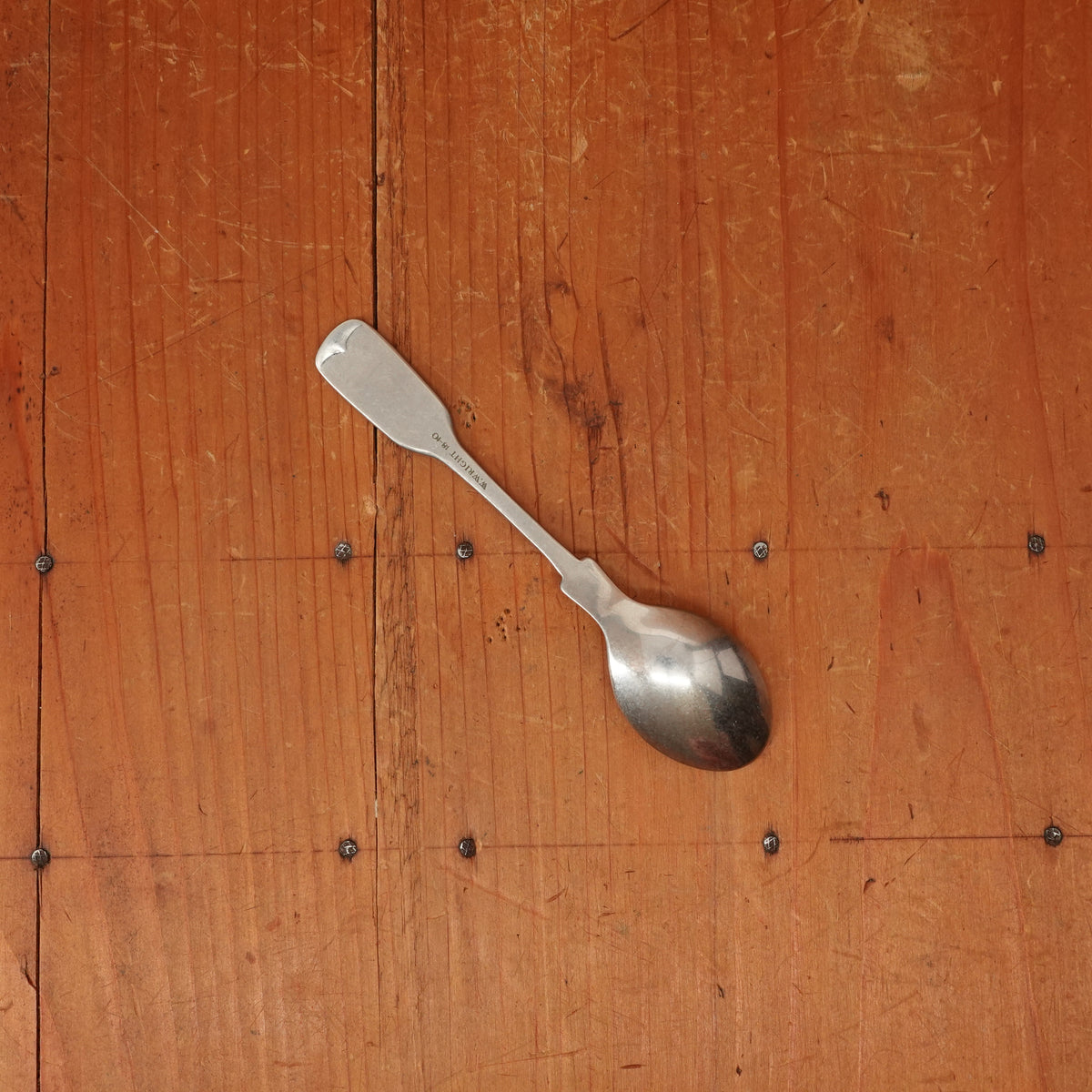 Old English Fiddle Coffee Spoon Stainless Yorkshire Rose Tumbled Finish