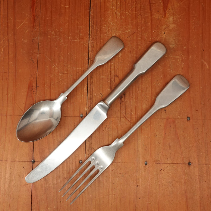 W Wright Old English Fiddle Stainless Yorkshire Rose Tumbled Finish Table Set - 3 Pieces