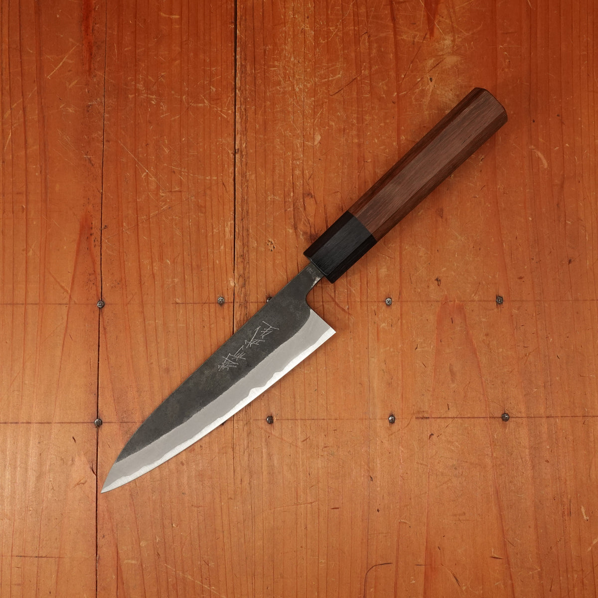 Shiro Kamo 135mm Petty Stainless Clad Aogami Super Oct Red Ebony
