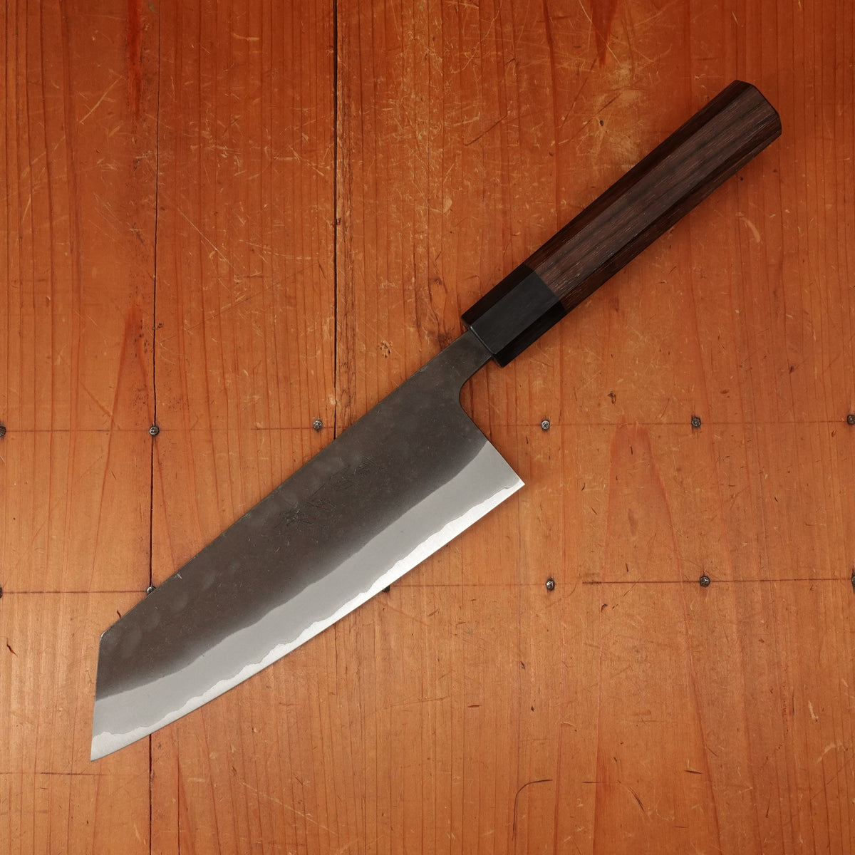 Shiro Kamo 180mm Bunka Stainless Clad Aogami Super Oct Red Ebony